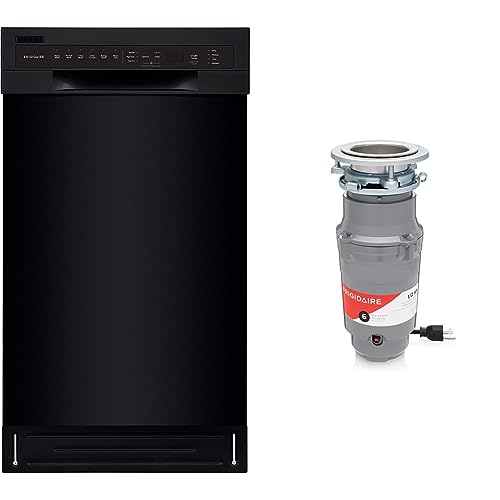 Bundle of Frigidaire 18 in. ADA Compact Front Control Dishwasher in Black + Frigidaire 1/2 HP Corded Garbage Disposal for Kitchen Sinks