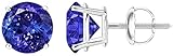 Houston Diamond District 0.5 to 8 Carat Total Weight Tanzanite Stud Earrings for Women 4 Prong Popular Premium Collection Screw Back Platinum 8 Carat