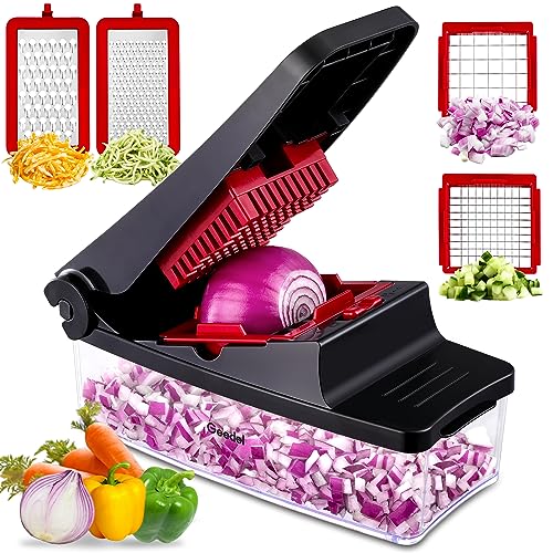 Geedel Vegetable Chopper, Kitchen Slicer Dicer Cutter Grater, Veggie Chopper with Container for Salad, Onion, Potato, Carrot (4 in 1)