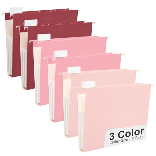 Y YOMA Extra Capacity Hanging File Folders Accordion Decorative File Folder Cute Colored for with 1/5-Cut Adjustable Tabs