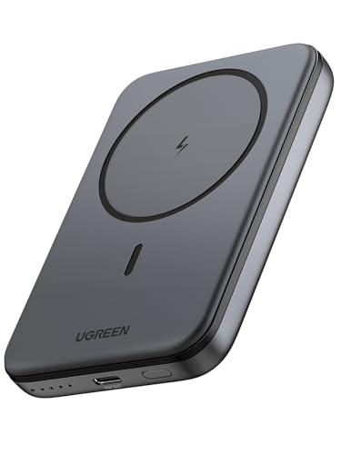 UGREEN 10000mAh Magnetic Portable Charger, PD 20W Fast Charging wiht Built-in USB C in/Out Battery Pack, Power Bank with 60W 0.5M Cable Compatible with Magsafe, iPhone 16/15 Pro Max Series, Black