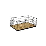 INLIMA Appliance Shelf for Kitchen Retro Wrought Iron Storage Basket, Hollow Handle, Desktop Snack Storage Basket, Dormitory Kitchen Storage Basket（black） (Color : A, Size : Small)