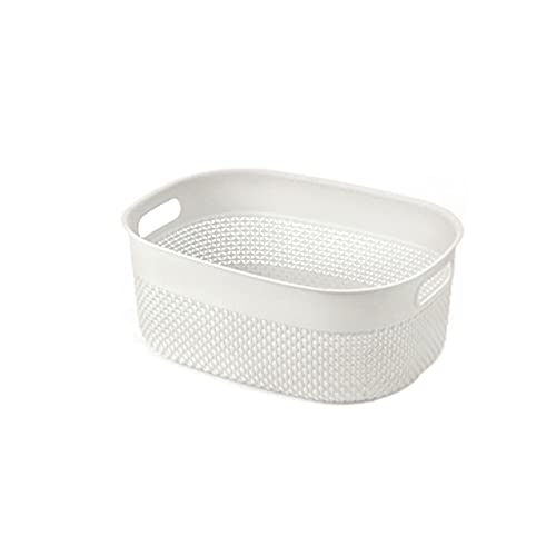 INLIMA Appliance Shelf for Kitchen Rattan Storage Baskets, Rectangular Plastic Fruit Baskets, Storage Boxes for Sundries, Kitchen Vegetable Storage Baskets. (Color : White, Size : Small)