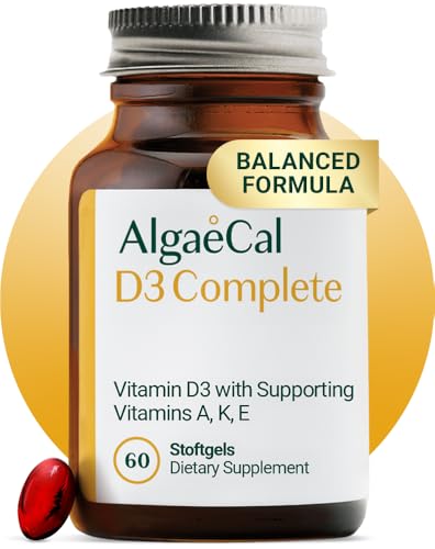 ALGAECAL 4-in-1 Vitamin D3 K2 Complete - ADK Vitamin Supplement, Enhanced Immune Support & Bone Health with D3 K2, A, & E - Whole Body Wellness & Bone Strength, 60 Easy-Swallow Softgels, Made in USA