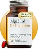 ALGAECAL 4-in-1 Vitamin D3 K2 Complete - ADK Vitamin Supplement, Enhanced Immune Support & Bone Health with D3 K2, A, & E - Whole Body Wellness & Bone Strength, 60 Easy-Swallow Softgels, Made in USA
