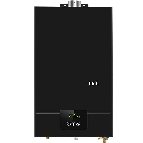 Fahrenheit Tankless Water Heater - 4.21GPM, 16L Indoor, Instant Hot Gas, Constant Natural, Multi-Protection (Black)
