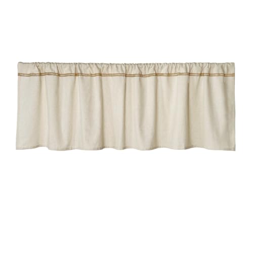 Oindec Natural Linen Valances with Jute Lace Border