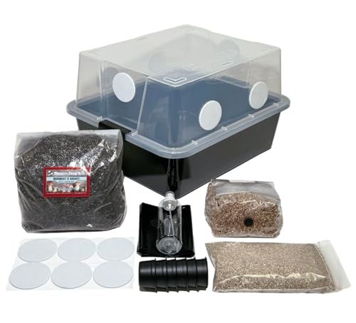 Myco Labs Mushroom Monotub Grow Kit | Complete Mushroom Grow Kit | for Dung-Loving Mushrooms | Includes sterilized Grain Spawn Bag, Bulk Substrate, Vermiculite, Filters & More! Just add Spores
