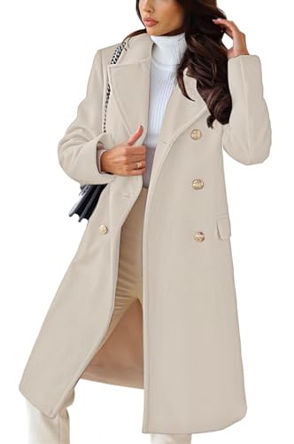 CHARTOU Women's Winter Jacket Double-Breasted Wool Blend Warm Long Trench Coat