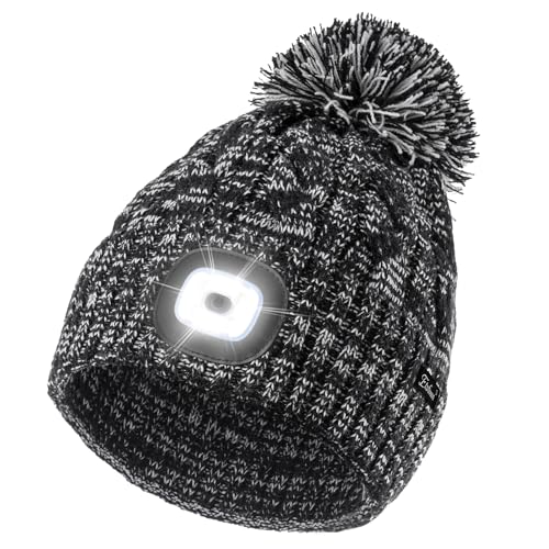 Etsfmoa Unisex Winter Beanie with The Light,Gifts for Men and Women,USB Rechargeable Headlamp Hat