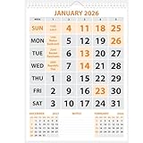 LAURET BLANC 2026 Wall Calendar -14.75" X 20" for Home & Office, Holidays Mentioned, 150 GSM Art Paper (B)