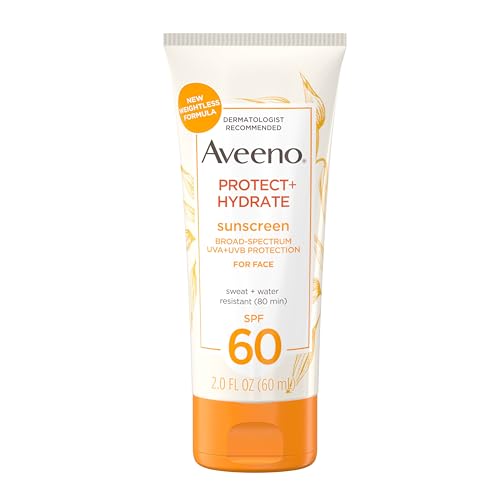 Aveeno Protect + Hydrate Moisturizing Face Sunscreen Lotion with Broad Spectrum Spf 60 & Prebiotic Oat Weightless Refreshing Feel Paraben-Free Oil-Free Oxybenzone-Free