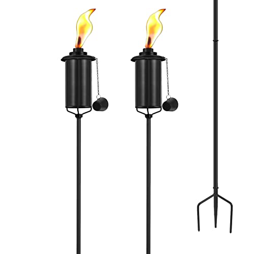ZSZMFH Metal Torch for Outside, 16oz Outdoor Metal Torch Garden Décor,59-Inch Upgraded Citronella Torches with 3-Prong Grounded Stake, Table Top Torches for Party Patio Pathway