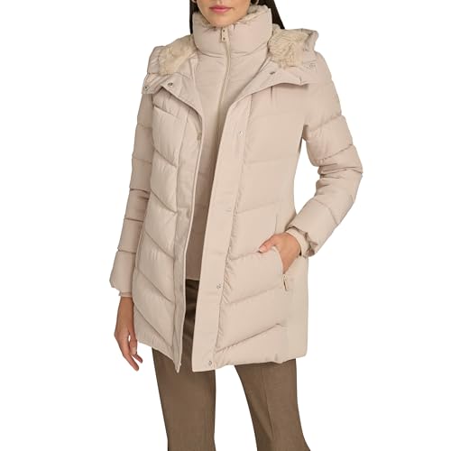 Calvin Klein Womens Long Bib-front Puffer Jacket