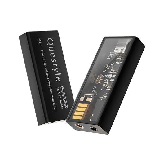 Questyle M15i Headphone Amplifier [MFi Certified] Portable USB C DAC Amps with 4.4mm/3.5mm Dual Outputs Supports PCM 768kHz/DSD512 High Resolution Lossless Audio Adapter for Smartphones/PC/Laptops