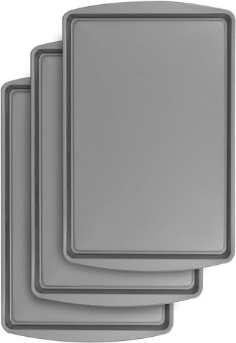 BakerEze Medium Nonstick Cookie Pan, 15.2''L x 10.2''W, Set of 3