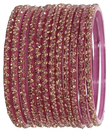 LAVAZZA Stylish Glass Bangles For Girls and Women | AD Diamond Bangles Kaanch ki Chudi Chudiyan | Fashion Bangle Bracelet | Green Colour Bangles 2.2 2.4 2.6 2.8 Size designer, (Iphone-Purple-2.2)