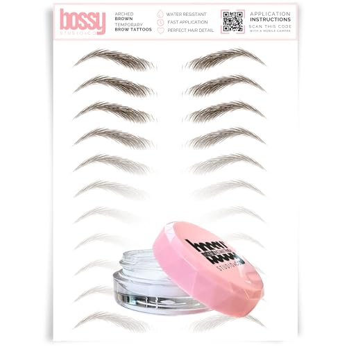 Brows by Bossy Studio & Co Temporary Eyebrow Tattoos Waterproof Eyebrow Stickers, False Tattoos Hair Like Peel Off Instant Transfer Brows For Women And Men | Natural Strokes, Shaping, Tintâ€¦