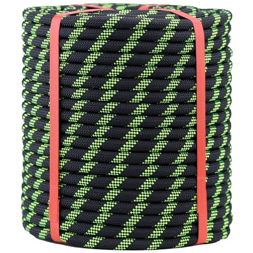 Double Braid Polyester Rope Orange(1/2 in x 50 ft) Arborist Rigging Nylon Pulling Rope - 48 Strand Polyester Braided Rope Bull Rope for Outdoor, Climbing, Swing, Sailing