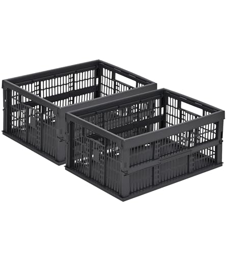 HUUSMOT Small Pastel Plastic Storage Baskets, Collapsible Crates for Organizing, Space-Saving Mini Bins for Classroom, Kitchen, Office, Bedroom
