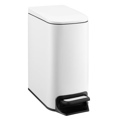 Slim Bathroom Trash Can with Lid