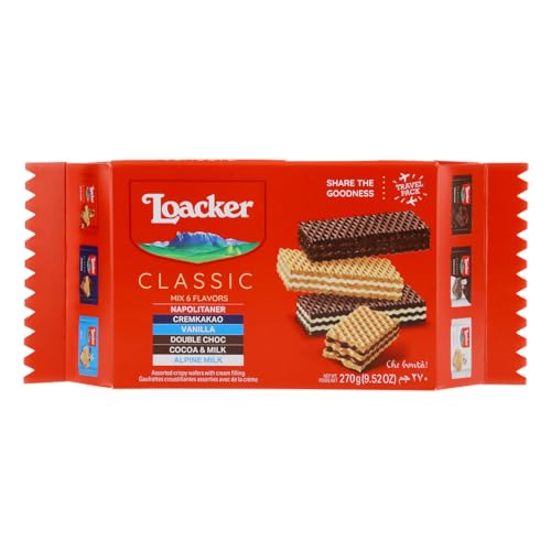 Loacker Classic Wafers - Premium Crispy Wafer Cookies with Cream Filling - Multipack of 12 Snack Packs - NON-GMO - Sustainably Sourced - 45g/1.59oz, Pack of 12