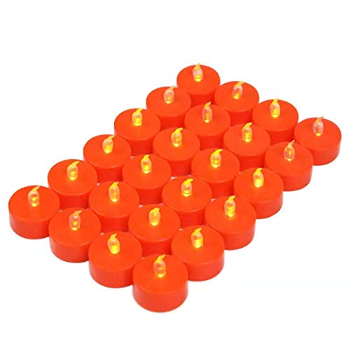 Tappovaly Battery Operated LED Tea Lights:Flameless Votive Candles Lamp Realistic and Bright Flickering Long Lasting 200Hours for Wedding Holiday Party Home Decoration Red
