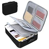 SAMEZONE A4 Document Organizer Bag Multilayer Travel File Organiser Document Storage Bag with Lock Waterproof File Folders Bag for Certificates & Safe Pouch for Home Office Travel (Black)