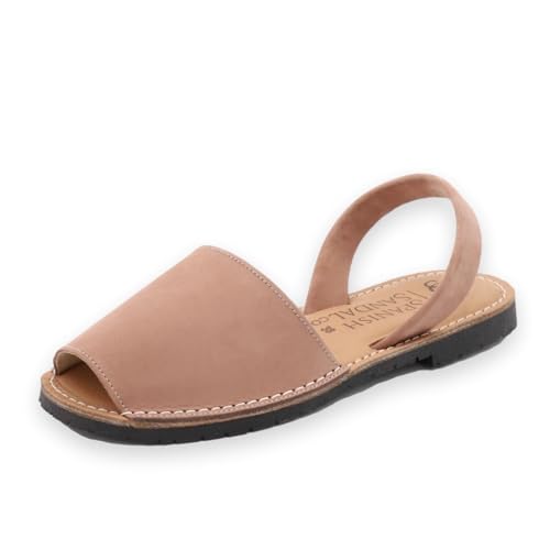 The Spanish Sandal co Classic Flat Sandals for Women, Dressy Soft Leather Peep Toe Sandals for Women, Versatile Casual Slip-on Flats