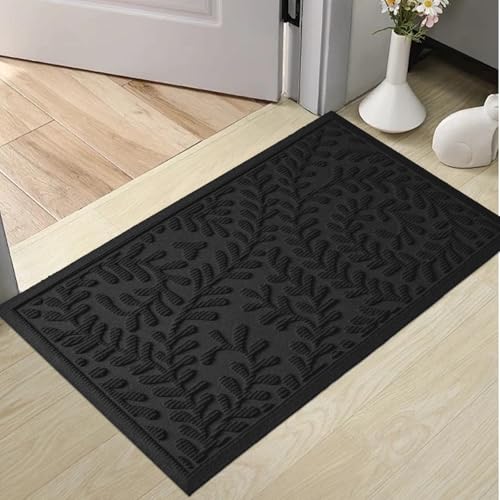 HIYARD Front Door Mat, Absorbent Dirt Trapping Welcome Door Mat Indoor Outdoor, Non Slip Entry Mat, Indoor Outdoor Door Mats, Fade Resistant, Low Profile Doormat for Entryway