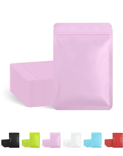 100 Pack Resealable Packaging Bags for Small Business Double-Sided Color Smell Proof Bags for Food Storage Flat Bags