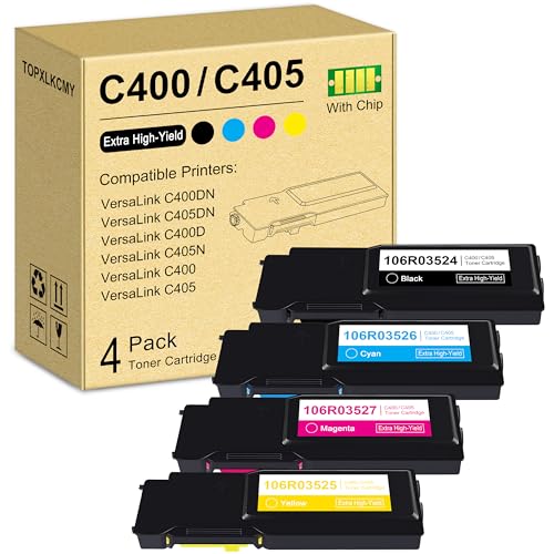 VersaLink C400/C405 Extra High-Yield Toner Cartridge (4 Pack, Black, Cyan, Magenta, Yellow) 106R03524 106R03525 106R03526 106R03527 Replacement for Xerox Versalink C400 C405 C400D C405N C400DN C405DN