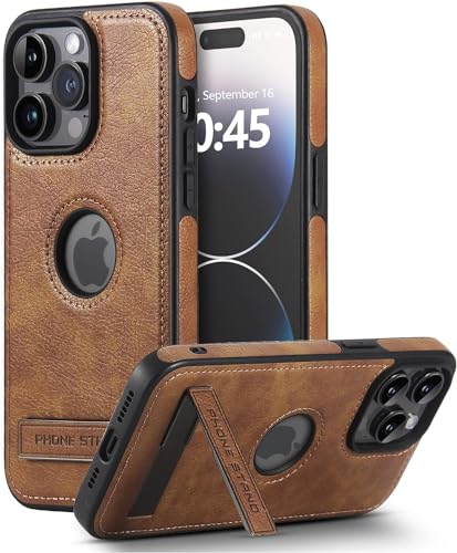 KSELF Leather case for iPhone Case, Thin Flexible Soft Grip Luxury Cover, Protective Slim with Kickstand Shockproof Phone Cases Compatible with iPhone