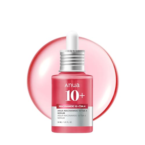Anua Niacinamide 10 + TXA 4 Serum, Dark Spot Care, Hyaluronic Acid, Tranexamic Acid, Lightweight & Hydrating All-in-One Daily Facial Serum for Glass Skin, Korean Skincare, 1.01 fl.oz