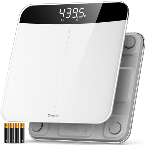 Ovutek Bathroom Scales Digital Weight, Topnotch Quality 450lb Weight Scale, Most Accurate to 0.05lb, Automatic Weighing Scale for Body Weight, Baby, Pet, Larger LED, Sturdy and Durable Base Machine