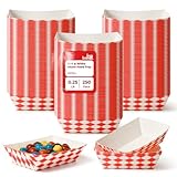 Fit Meal Prep Paper Food Boats Heavy Duty Disposable Food Trays, Red Check Nacho Tray for Parties Fairs Picnics, Holds Ketchup Cheese Sauce Pickles Grease Resistant