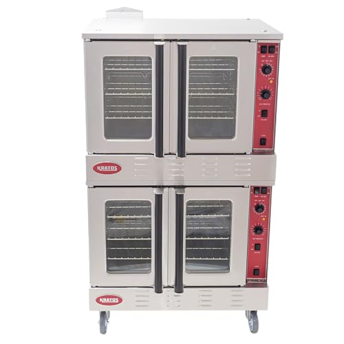 Kratos Commercial Electric Convection Oven, Full Size Double Stack Mobile Stainless Steel Electric Oven for Restaurants, 3 Phase, 208V (29Y-062)