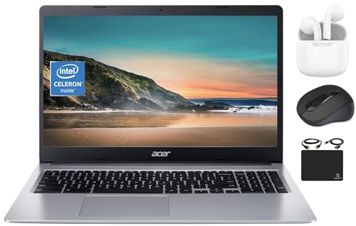 Acer Chromebook 2023 Flagship Laptop Computer Thin Light, 15.6” HD Display, Dual Core Intel Celeron N4020 (Upto 2.80 GHz), 4GB RAM, 64GB eMMC, Webcam, WiFi, Long Battery, Chrome OS+HubxcelAccessory