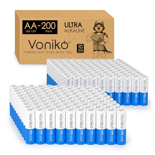 Voniko - Premium Grade AA Batteries - (Multiple Packs) - Alkaline Double A Battery - Ultra Long-Lasting, Leakproof 1.5v Batteries - 10-Year Shelf Life