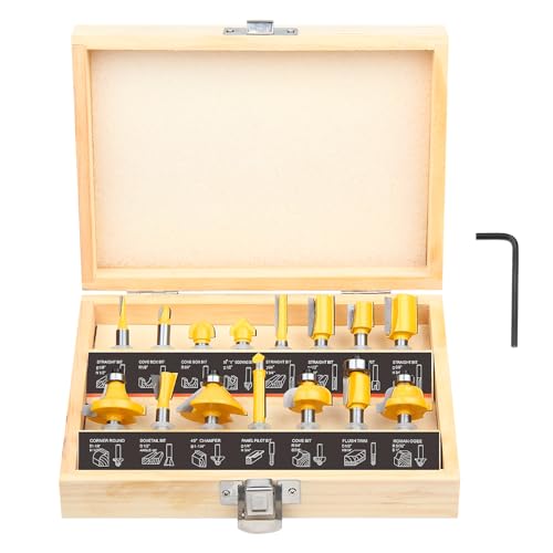 Router Bits Set 1/4 Inch Shank, BAIDETS Tungsten Carbide Wood Router Bits, Woodwork Tools