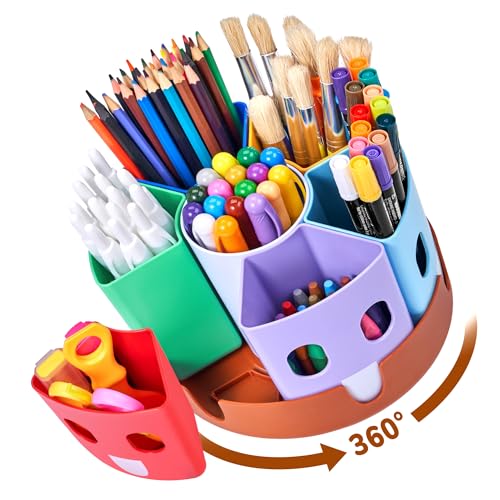 GAMENOTE Rotating Art Supply Organizer - Lazy Susan Office School Supplies for Kids Desk Organizers and Storage Homeschool Craft Caddy Classroom Organization
