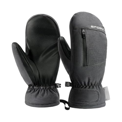 JJZS Waterproof Ski Mittens Ski Glove for Women Men Youth Winter Cold Weather Snow Gloves with Hands Warmer Zipper Pocket