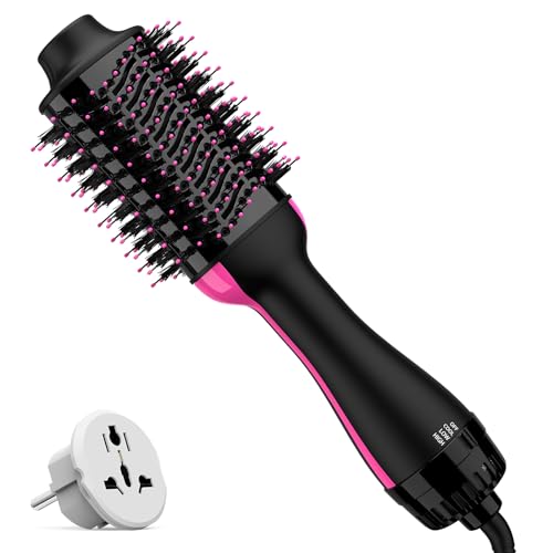 Aopant Dual Voltage Hair Dryer Brush with European Plug, Blow Dryer Brush for European Travel, 110V-120V/220V-240V Hot Air Brush and Styler Volumizer with Negative Ion Anti-frizz