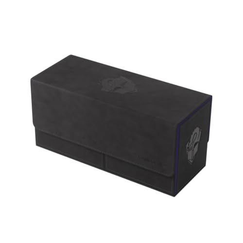 Gamegenic The Academic 133+ XL Premium Deck Box | Double-Sleeved Card Storage |Card Game Protector | Holds Up to 122 Cards Plus Game Accessories | Black/Purple Color | Made