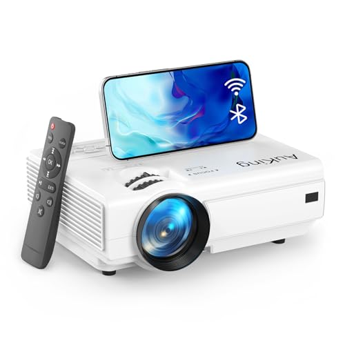 AuKing Projector with Wifi and Bluetooth, 2025 Upgraded Full HD 1080P Mini Projector, Home Theater Video Projector Compatible with HDMI/USB/AV/Smartphone/TV Box/Laptop