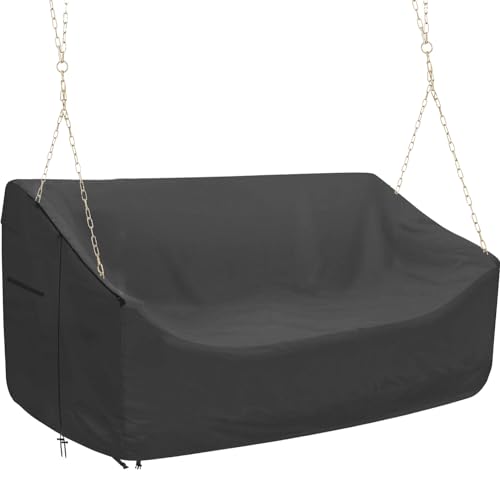 Porch Swing Cover 63 Inch Waterproof 600D Oxford Hanging Outdoor Swing Cover All Weather Protected Swing Covers for Outdoor Furniture