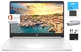 HP New 14" HD Light Thin Laptop Student Business, Quad-Core Intel N4120, 8GB RAM, 192GB (64GB eMMC+ 128GB Card), Webcam, Wi-Fi, Long Battery, Windows 11S + 1 Year Office 365, White+MarxsolAccessory