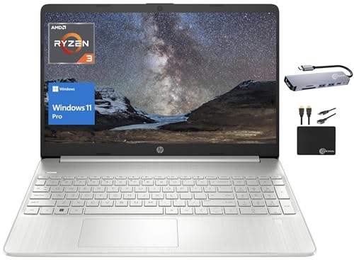 HP Business Laptop 2023, 15.6" HD Display, Quad-Core AMD Ryzen 3 5300U (Up to 3.8GHz), 8GB RAM, 512GB SSD, Radeon Graphics, Numeric Keypad, Wi-Fi, Webcam, Long Battery, Win 11 Pro +MarxsolAccessory
