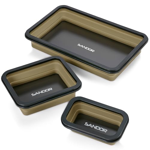 Collapsible Magnetic Parts Tray Set - 3 Different Size Tool Trays for Screw, Bolts, Nuts, Washers, Pins and Other Small Metal Parts, Mechanic Tool Gifts for Men