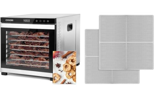 COSORI 10 Tray Premium Stainless Steel Dehydrator & COSORI 2 Pack BPA-Free Mesh Screens